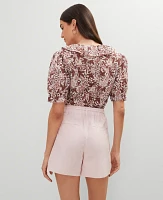 Ann Taylor Petite Weekend Collection Belted Short Chalk Dust Pink Women's