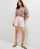 Ann Taylor Petite Weekend Collection Belted Short Chalk Dust Pink Women's