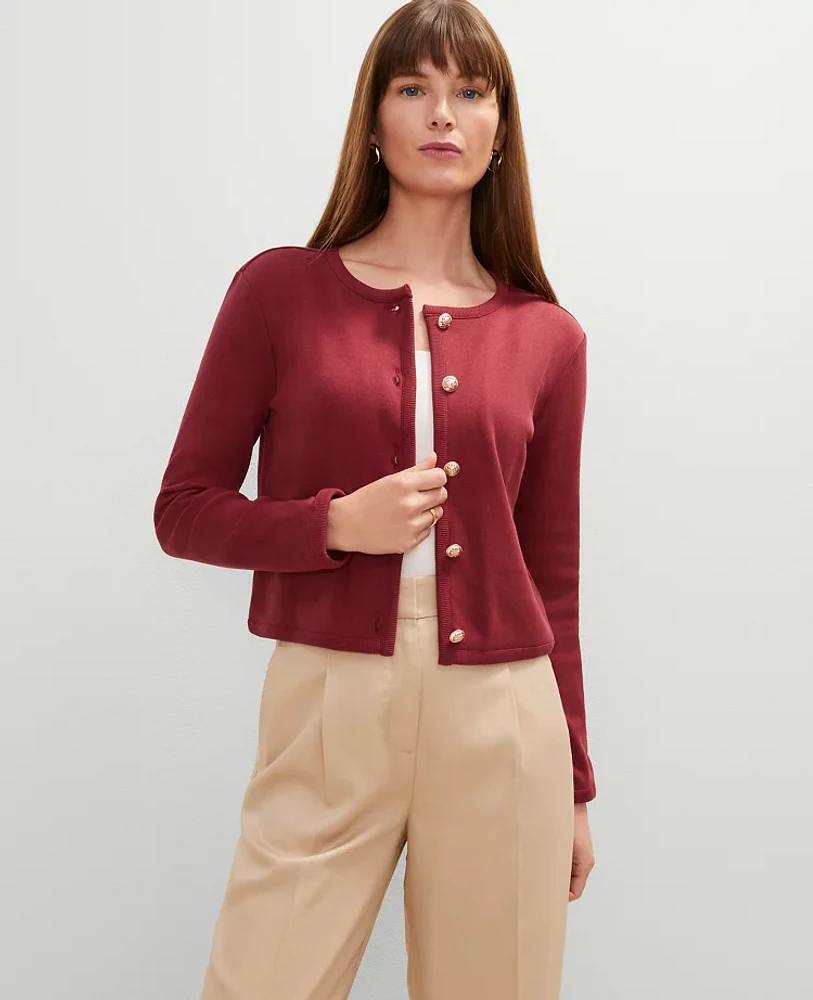 Ann Taylor Petite Weekend Collection Knit Jacket Moroccan Red Women's