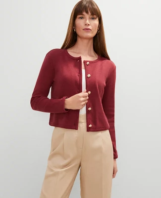 Ann Taylor Petite Weekend Collection Knit Jacket Moroccan Red Women's