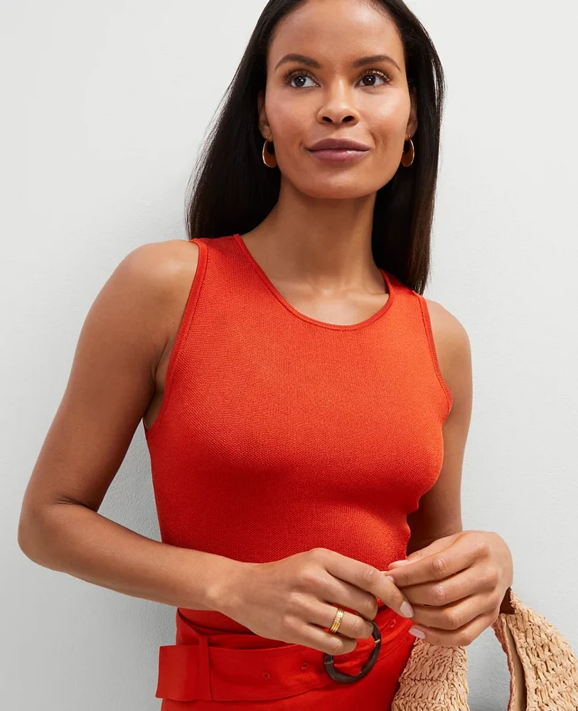 Ann Taylor Petite Crew Neck Shell Top Red Pepper Women's