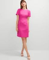 Ann Taylor Button Pocket Shift Dress Rose Violet Women's
