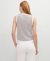 Ann Taylor Petite Metallic Striped Sweater Shell Top White Women's