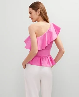 Ann Taylor Petite One-Shoulder Tie Waist Blouse Women's