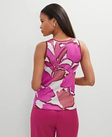 Ann Taylor Petite Floral Knit Shell Top Rose Violet Women's