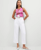 Ann Taylor Petite Floral Knit Shell Top Rose Violet Women's