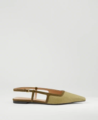 Ann Taylor Straw Nip Toe Slingback Flat Women's