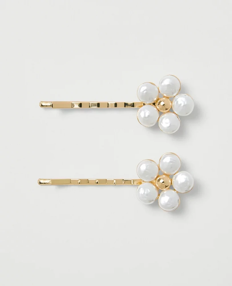 Ann Taylor Floral Bobby Pin Set Ivory Women's