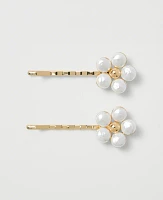 Ann Taylor Floral Bobby Pin Set Ivory Women's