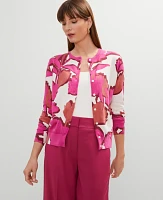 Ann Taylor Petite Floral Cardigan Rose Violet Women's