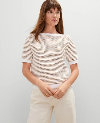 Ann Taylor Petite Striped Wedge Sweater Sands Edge Women's