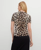 Ann Taylor Petite Animal Print Sweater T-Shirt _Black Women's