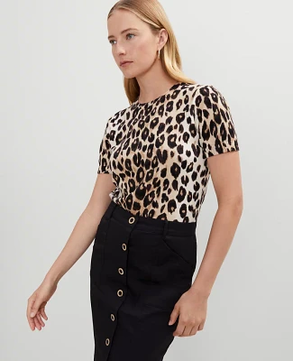 Ann Taylor Petite Animal Print Sweater T-Shirt _Black Women's