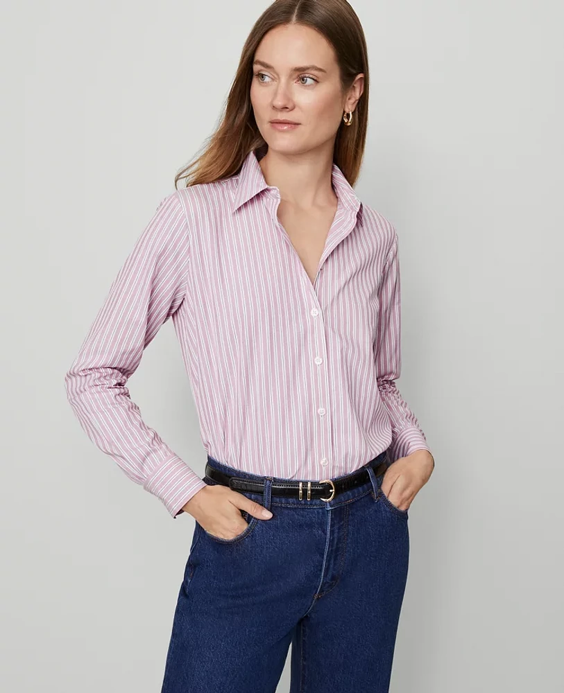 Ann Taylor Striped Relaxed Perfect Shirt Budding Blossom Women's