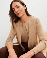 Ann Taylor Petite Shimmer Open Cardigan Metallic Women's