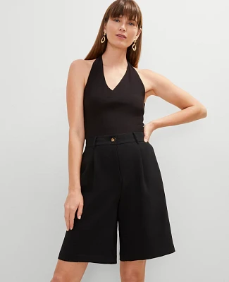 Ann Taylor Petite Pleated Long Short Black Women's