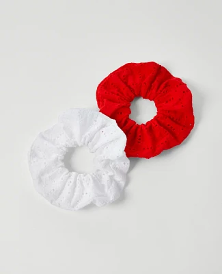 Ann Taylor Eyelet Scrunchie Set Fiery Red Women's