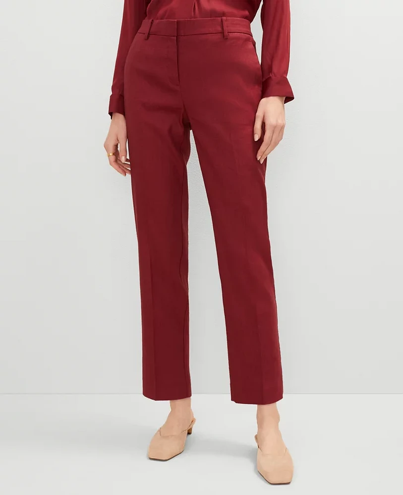 Ann Taylor The Petite Eva Ankle Pant Linen Blend — Curvy Fit Red Women's