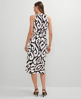 Ann Taylor Petite Ikat Halter Wrap Midi Dress Size 2XS Black Women's
