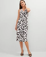 Ann Taylor Petite Ikat Halter Wrap Midi Dress Size 2XS Black Women's