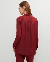 Ann Taylor Petite Soft Drapey Camp Shirt Moroccan Red Women's