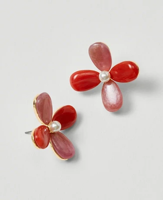 Ann Taylor Acetate Flower Stud Earrings Moroccan Red Women's