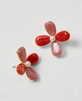 Ann Taylor Acetate Flower Stud Earrings Moroccan Red Women's