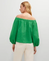 Ann Taylor Eyelet Off The Shoulder Top Natural Green Women's