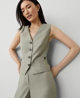 Ann Taylor The Petite Tailored Button Pocket Vest Seagrass Women's