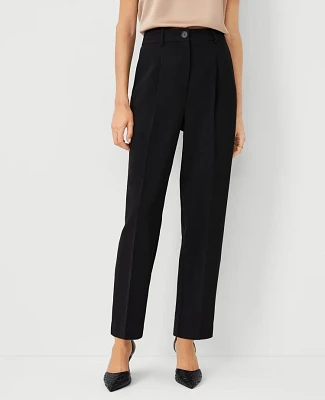 Ann Taylor The Petite High Rise Pleated Taper Pant Fluid Crepe Black Women's