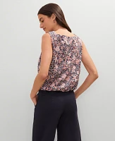 Ann Taylor Weekend Collection Linen Blend Bubble Hem Top Size Medium Navy Pebble Women's
