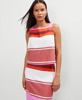 Ann Taylor Striped Linen Blend Tank Top Pink Orchid Women's