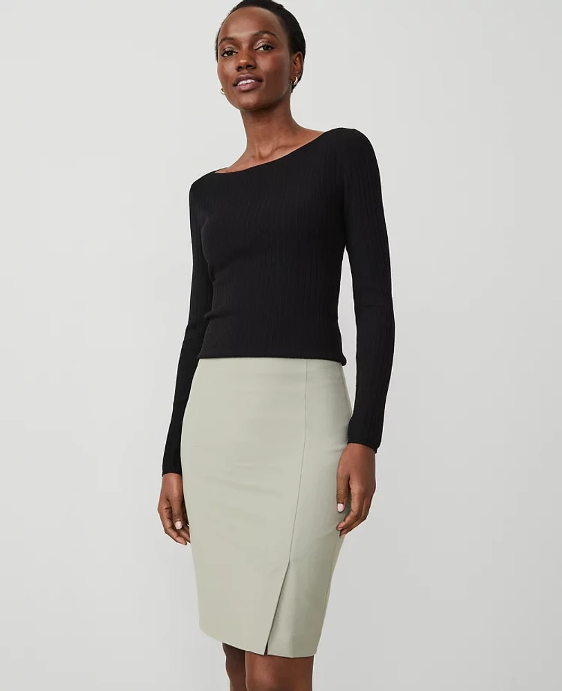 Ann Taylor The Petite Side-Vent Pencil Skirt Seagrass Women's