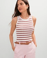 Ann Taylor Weekend Collection Sweater Tank Top Red/White Multi Women's