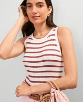 Ann Taylor Weekend Collection Sweater Tank Top Red/White Multi Women's