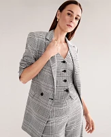 Ann Taylor The Petite Crosby Blazer Plaid Black Women's