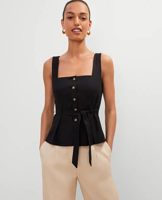 Ann Taylor Button Tie Waist Top Women's