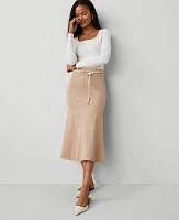 Ann Taylor Petite Trumpet Midi Skirt Cappuccino Tan Women's