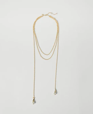 Ann Taylor Pearlized Triple Necklace Goldtone Women's