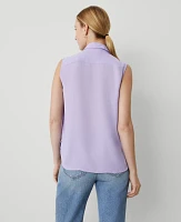 Ann Taylor Shirred Sleeveless Shirt Radiant Amethyst Women's