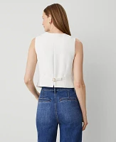 Ann Taylor Crinkle Crepe Cropped Vest Winter White Women's