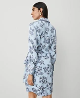 Ann Taylor Toile Collared Wrap Dress Freesia Blue Women's