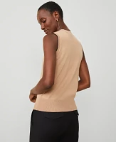 Ann Taylor Tipped Mock Neck Sweater Shell Top Cappuccino Tan Women's