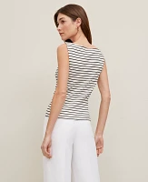 Ann Taylor Ribbed Sleeveless Button Top Black Women's