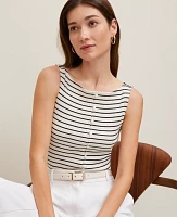Ann Taylor Ribbed Sleeveless Button Top Black Women's