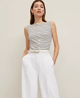 Ann Taylor Ribbed Sleeveless Button Top Black Women's