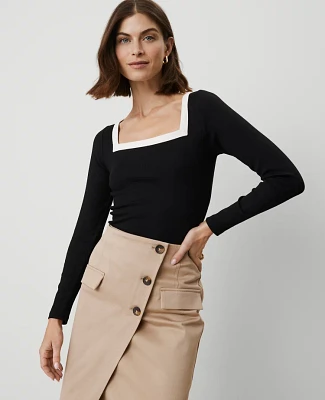 Ann Taylor Colorblock Square Neck Top Women's