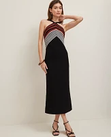 Ann Taylor Crochet Halter Sweater Dress Black/White Combo Women's