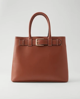 Ann Taylor Faux Leather Tote Bag Brown Toffee Women's