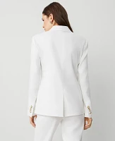 Ann Taylor The Petite One-Button Blazer Herringbone Linen Blend White Women's